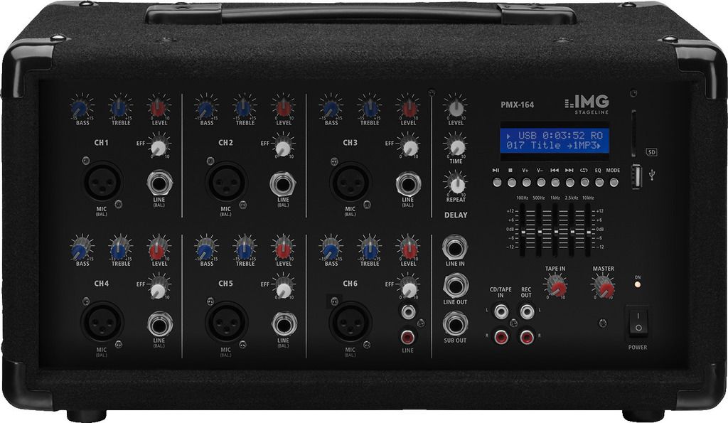 4 Ω Audio Monacor IMG STAGELINE PMX-164 Powered Mixer 70 W Mischpulte 